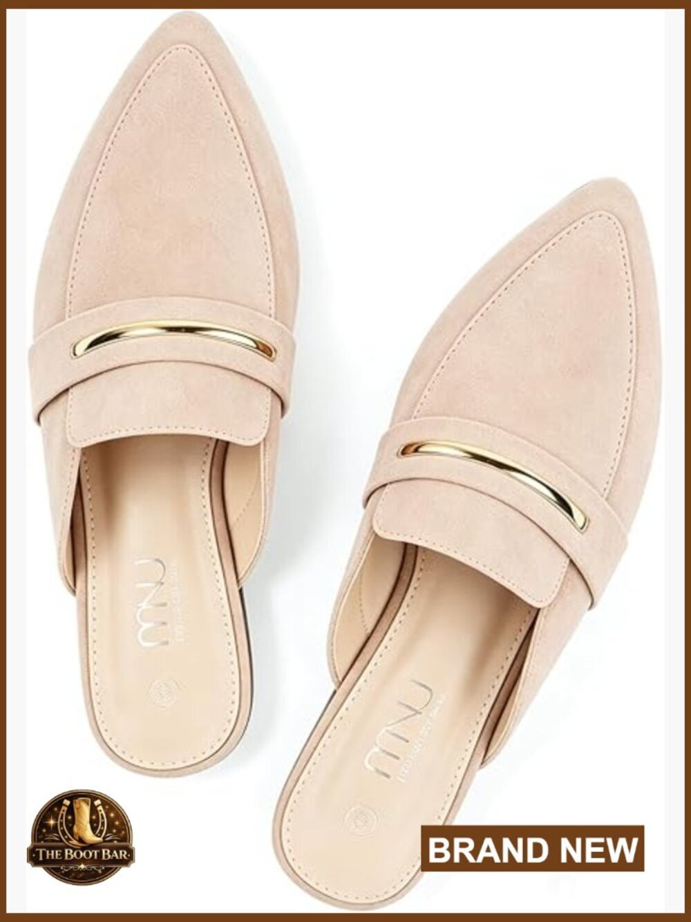 Suede Mules for Women - Pointed Toe Slip On Loafers with Cushioned Insole